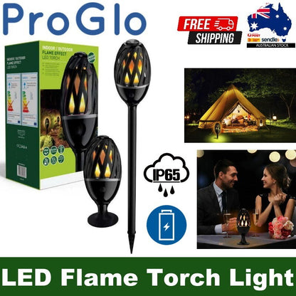 ProGlo IP65 Indoor/Outdoor LED Flame Effect Torch w/ Spike, Stand & USB Charging