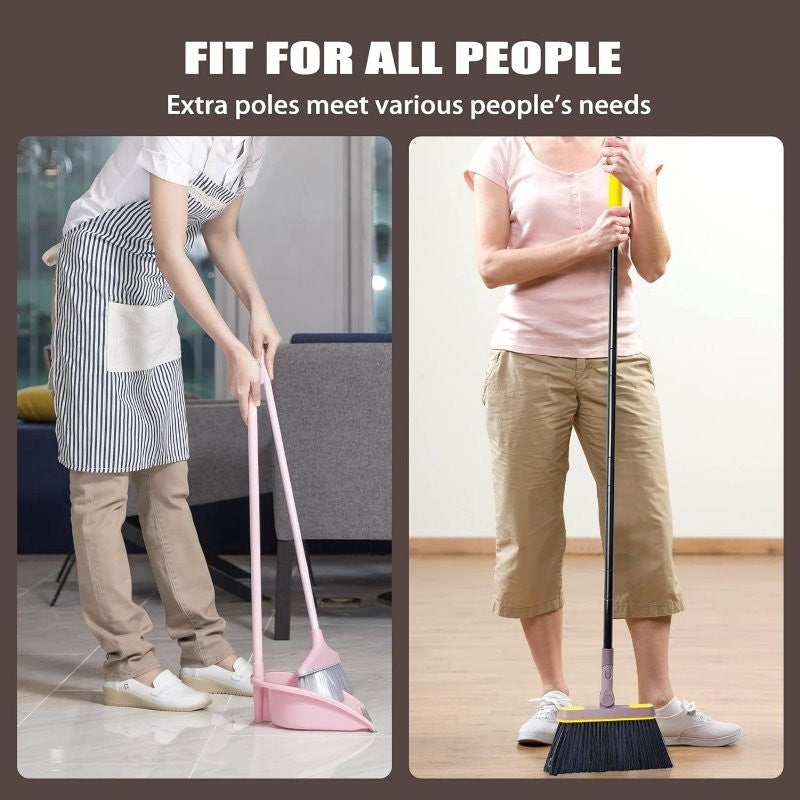 Carrara Home 46.5" 180° Rotatable Broom and Dustpan Set with Self-Cleaning Teeth