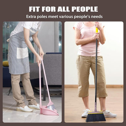 Carrara Home 46.5" 180° Rotatable Broom and Dustpan Set with Self-Cleaning Teeth
