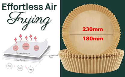 DATS Applaud Air Fryer Disposable Paper Liners Round, Oil & Water Proof, Baking