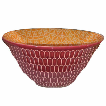 6-Piece Signature Housewares Stoneware Pad Print Bowls 660mL Microwave/Dishwashe
