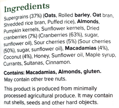 Brookfarm Supergrain Macadamia Cranberry Coconut Healthy Breakfast Cereal 1.3kg