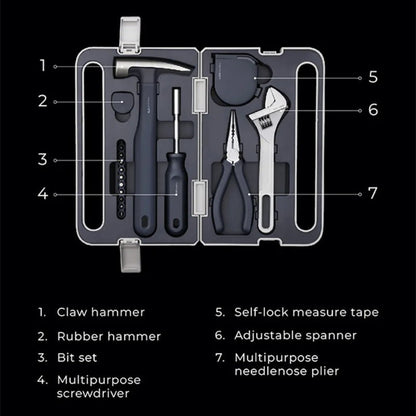 HOTO Hand Tool Set Household Home Repair Screwdriver Wrench Hammer Tape Pliers