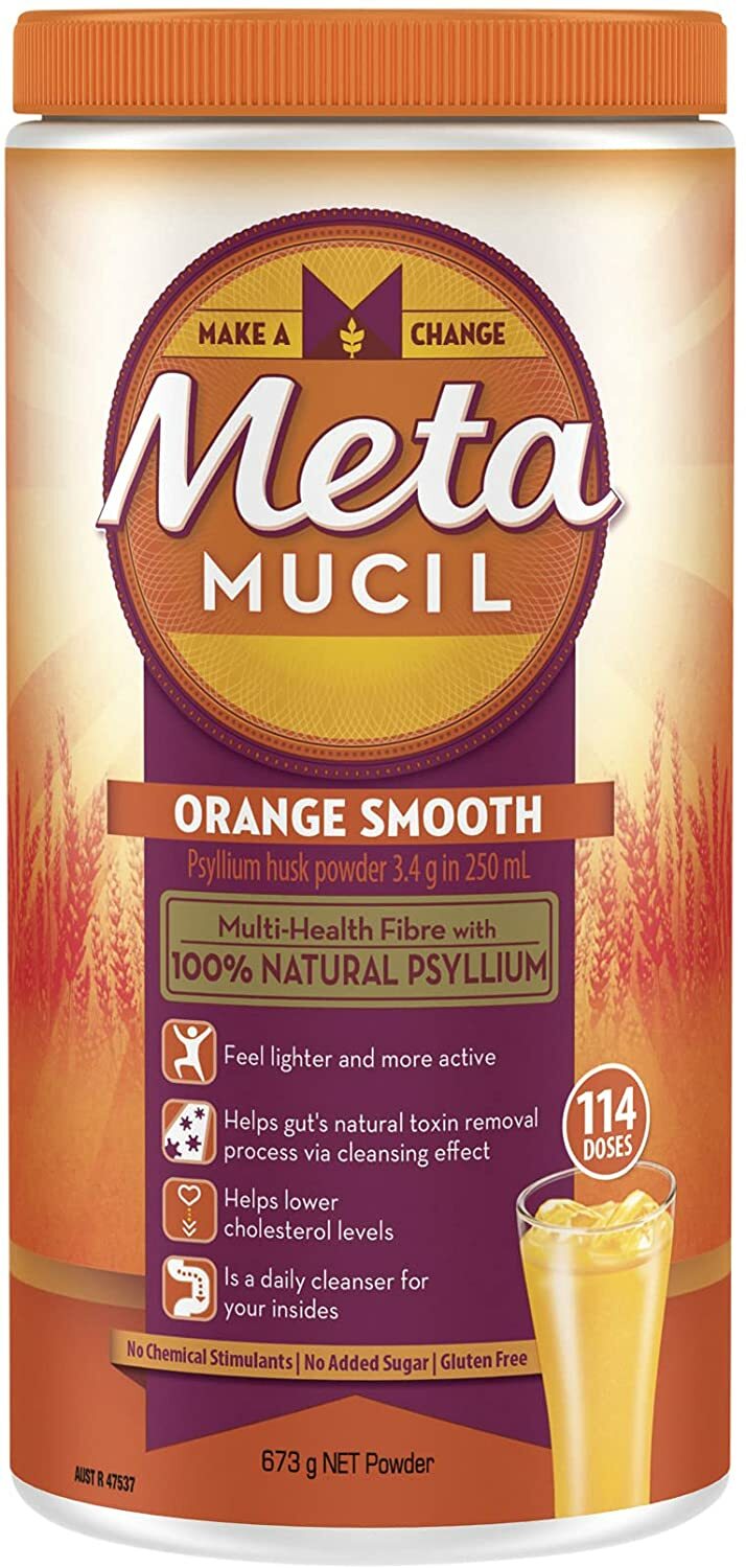 Metamucil Daily Fibre Supplement Natural Psyllium Orange Smooth 114 Doses 673g