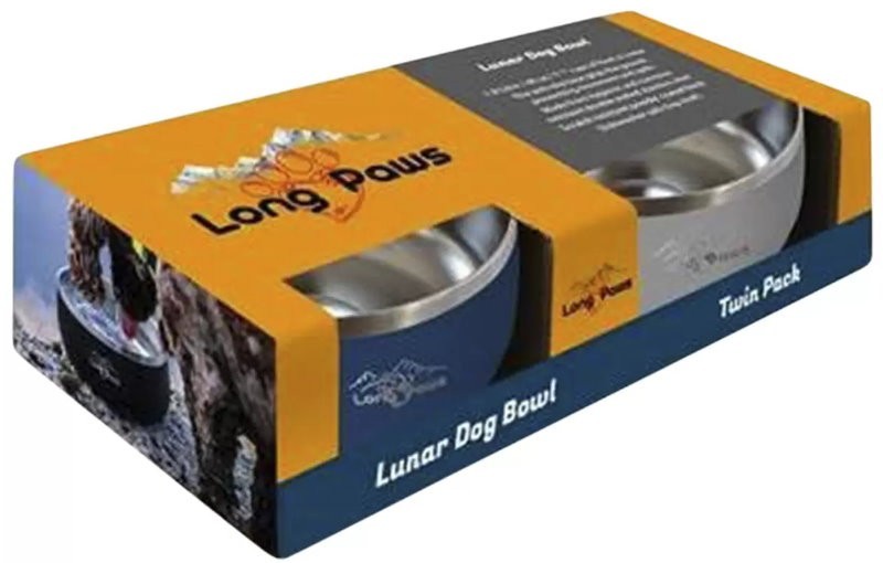 Long Paws Lunar Dog Bowls 1.8L Stainless Double-Wall Metal for Food & Water