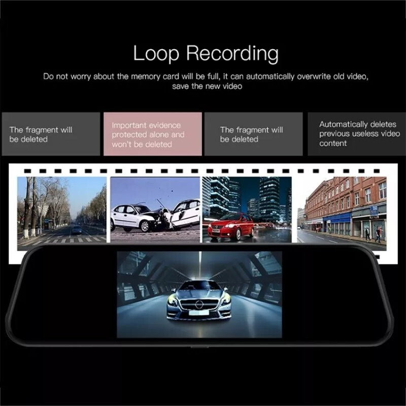 Anytek T600 10" Mirror Mounted Front & Rear Dash Camera Kit w/ Parking Monitor