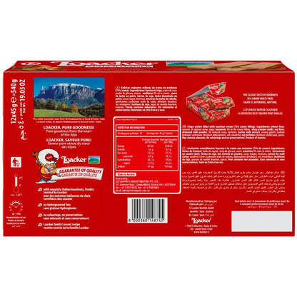 Loacker Napolitaner Crispy Wafers Hazelnut Cream Kids Biscuits Snack 12 x 45g