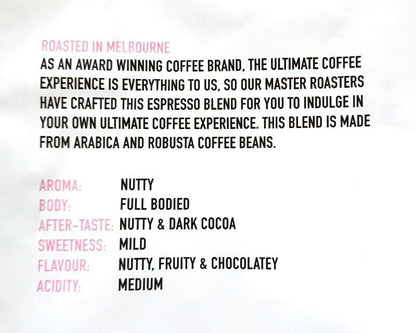 Grinders Giancarlo Coffee 1kg Espresso Arabica Coffee Whole Bean Medium Roast