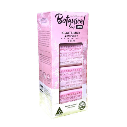 Australian Botanical Goats Milk & Raspberry Body Gentle Wash Bar Soap 8 x 200g