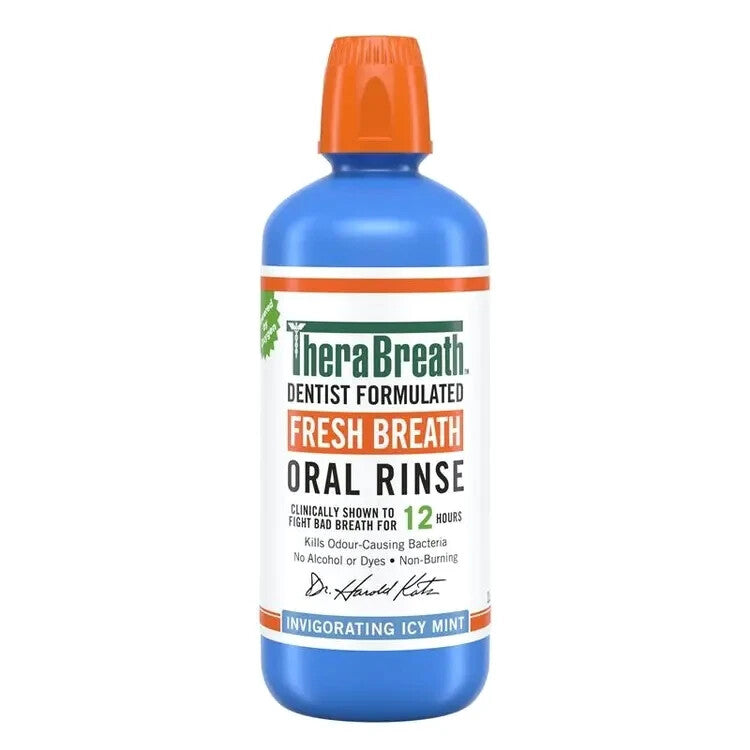TheraBreath Icy Mint 1L Gentle Non-Burning Mouthwash Oral Rinse Freshen Breath
