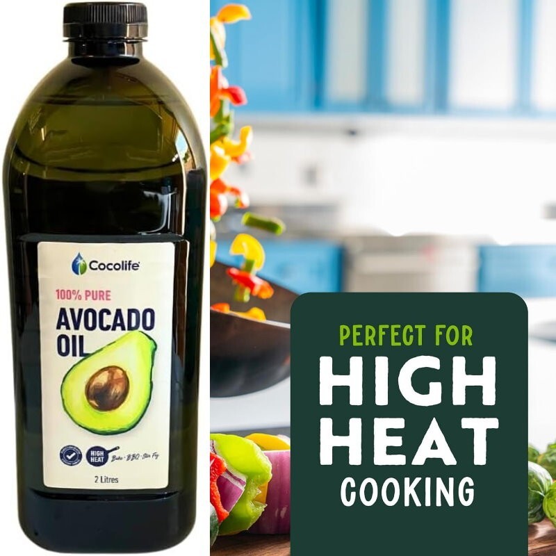 Cocolife 100% Pure Avocado Oil 2L High-Heat Cooking Oil, Dressing - Express