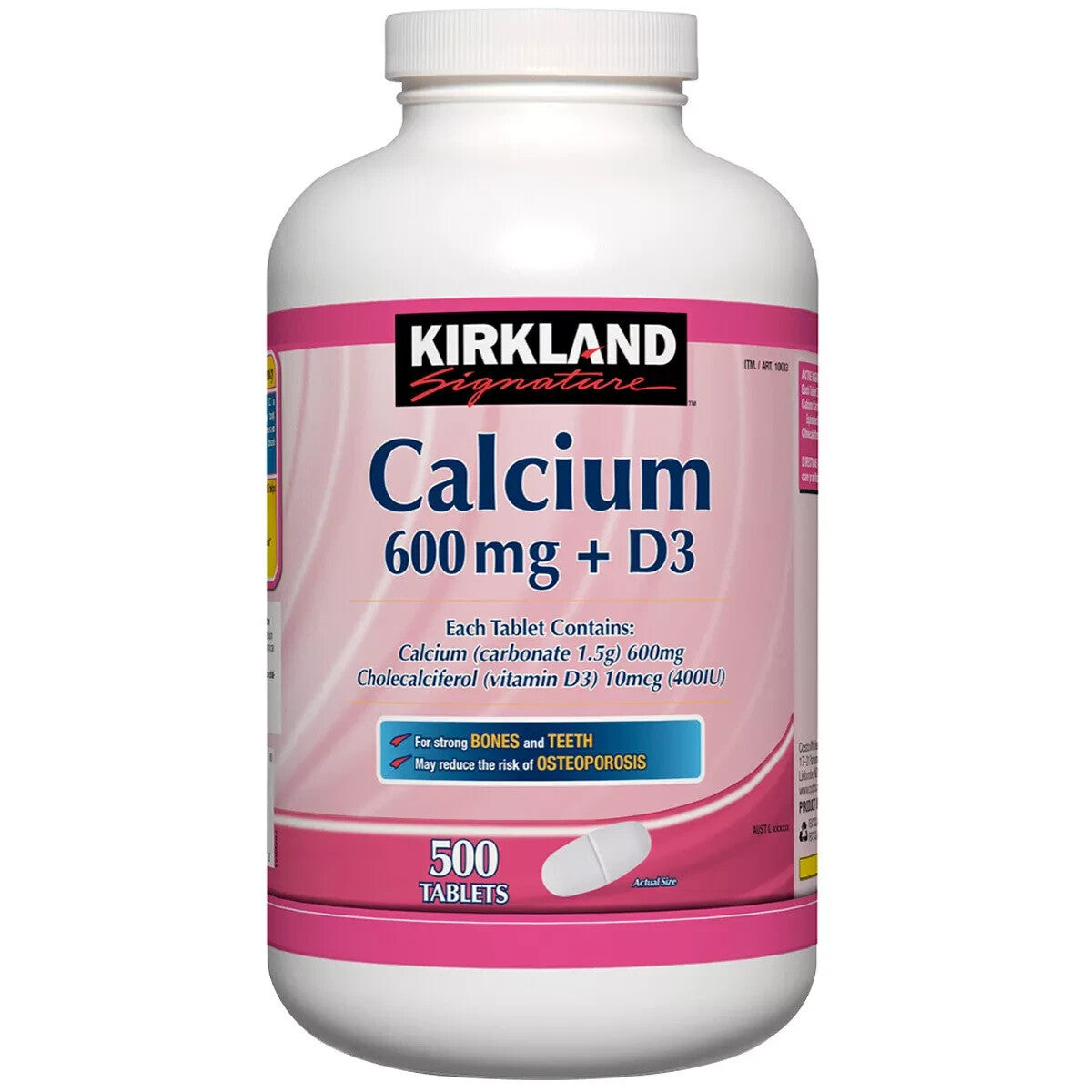 Calcium 600mg + Vitamin D3 500 Tablet Supplement Support Strong Bones & Teeth