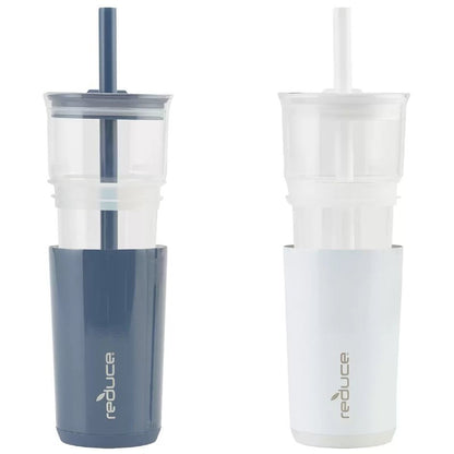 REDUCE Aspen 20oz 590ml Vacuum Insulated Glass Tumbler w/ Lid & Extra Wide Straw