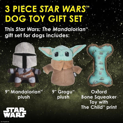 Star Wars Pets 3 Pcs The Mandalorian Set for Dog 9" Mandalorian, 9" GROGU, Bone