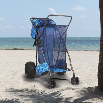 Tommy Bahama XL Wonder Wheeler Deluxe Folding Beach Cart - 45L Cooler, 4 Chairs