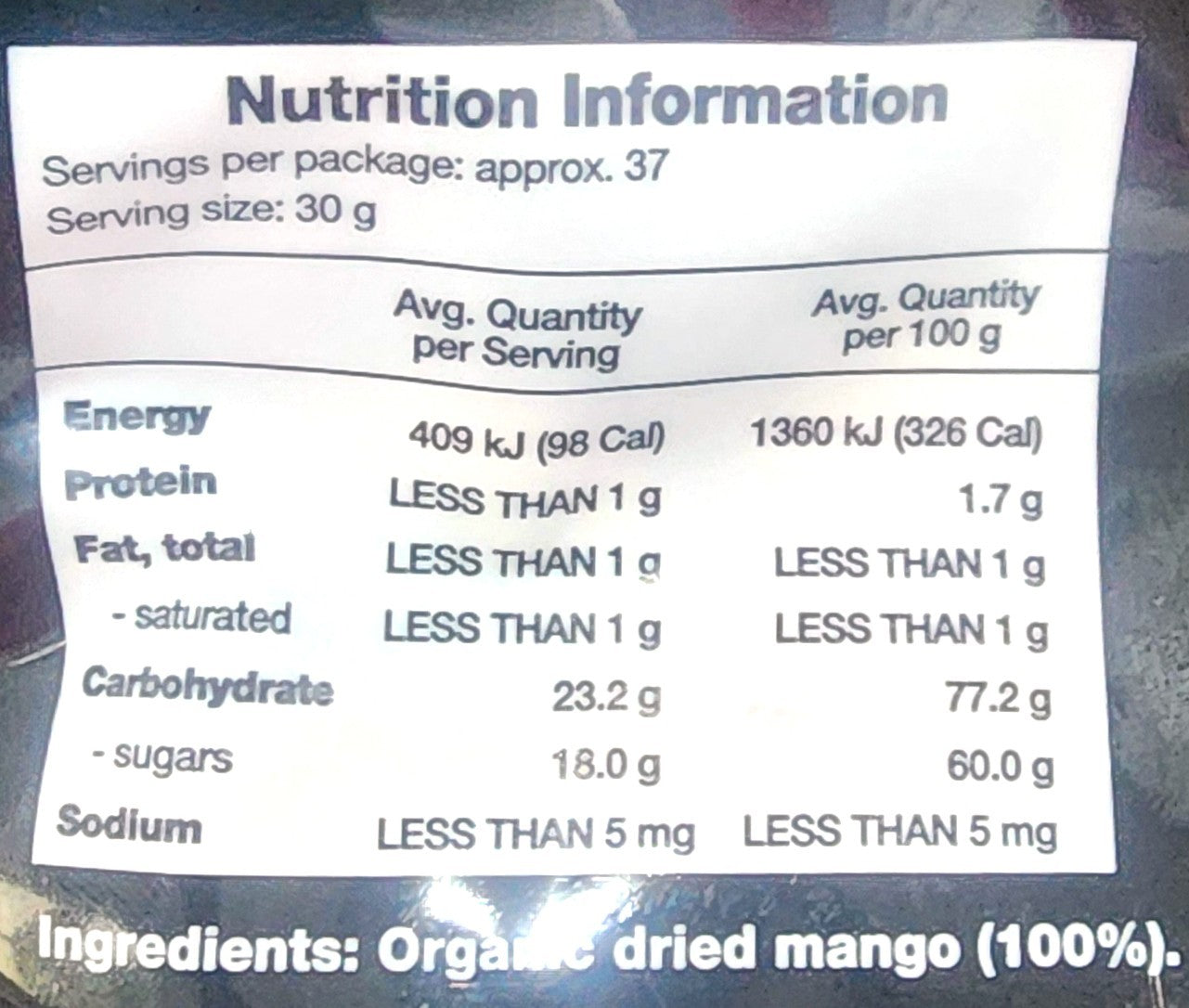 1.13kg USDA Organic Dried Mango Slices Real Healthy Fruit Snack Food Vegetarian