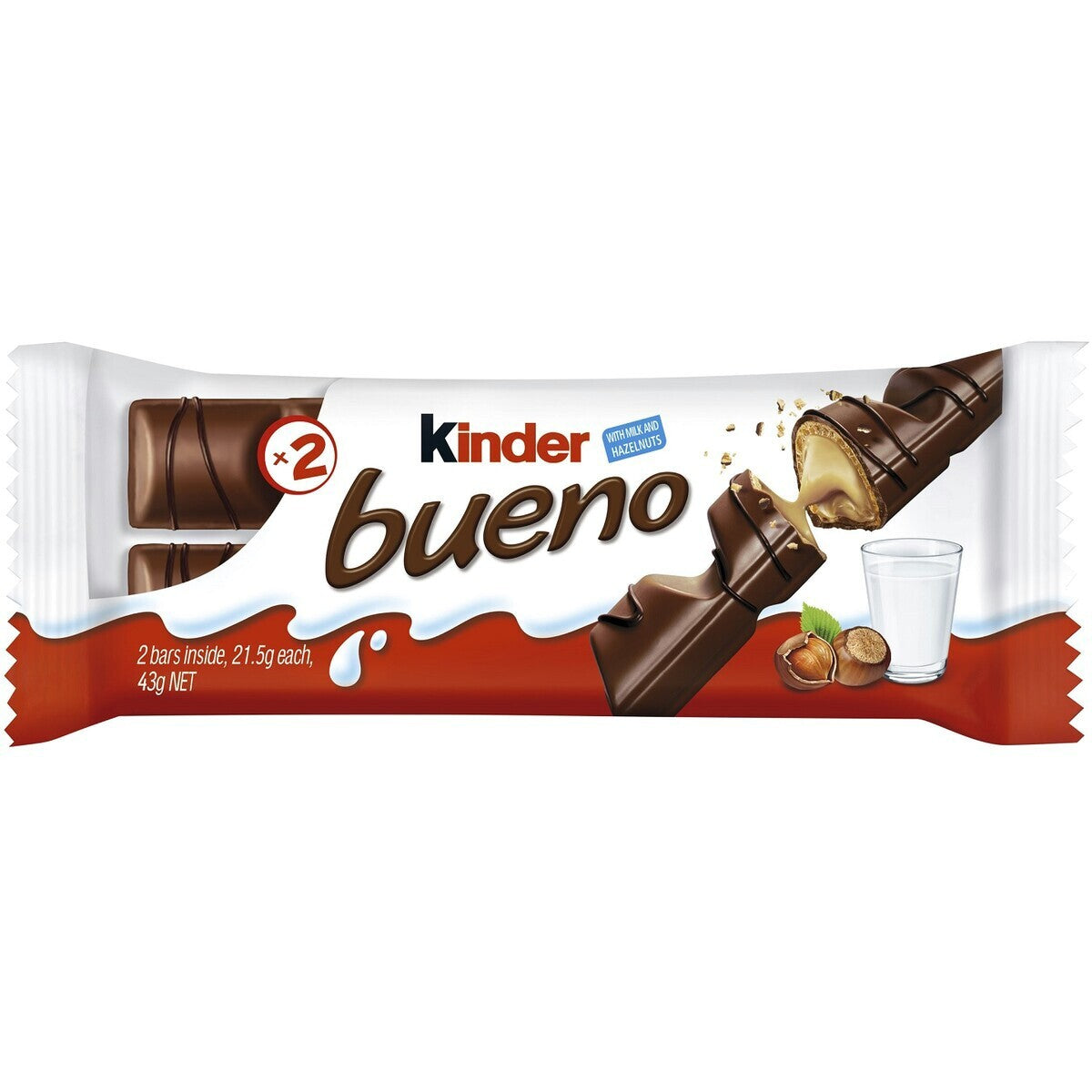 50 x43g Kinder Bueno Milk Chocolate Wafer Hazelnut Treat Easter Work Kids School