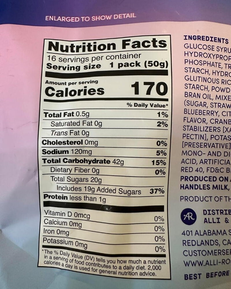 Tropical Fields Candies Mochi Gummies Mixed Berry Flavors 800g (Pack of 16)