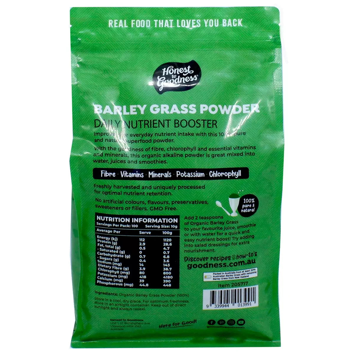 1Kg Honest To Goodness Organic Blended Barley Grass Powder Daily Nutrient Boost