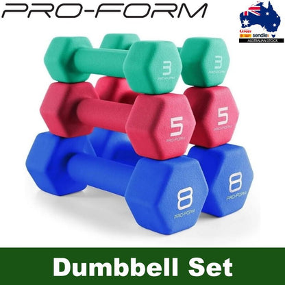 ProForm Neoprene Dumbbell Set 32 Pounds Total 8 Lb 5lb 3lb Pairs - Home Gym