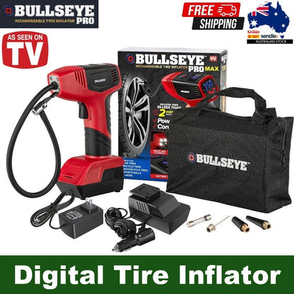Bullseye Pro Max Rechargeable Cordless Tyre Inflator Air Pump Compressor Gauge