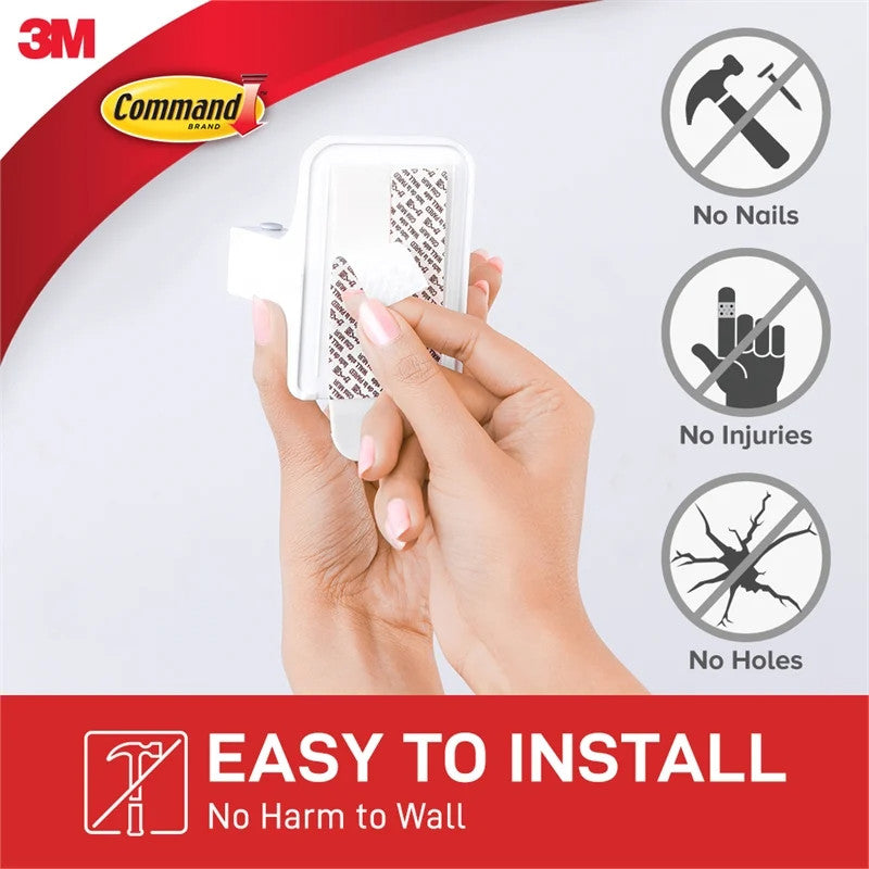 3M Command White Adhesive Broom Stick Gripper Holder Storage Holds 1.8Kg