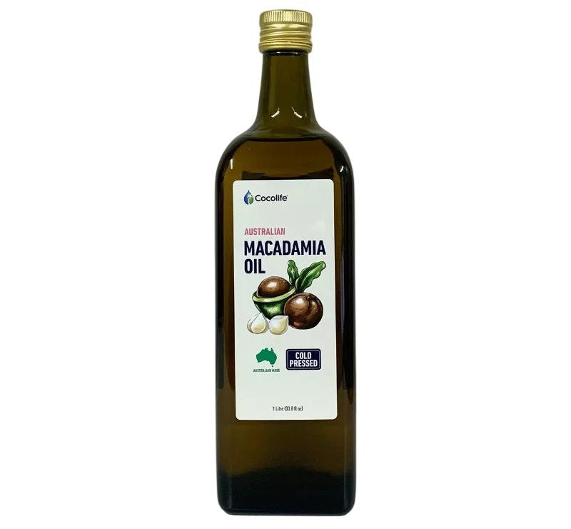 Cocolife Australian Cold Pressed Macadamia Oil 1 Litre For Cooking, Salads...