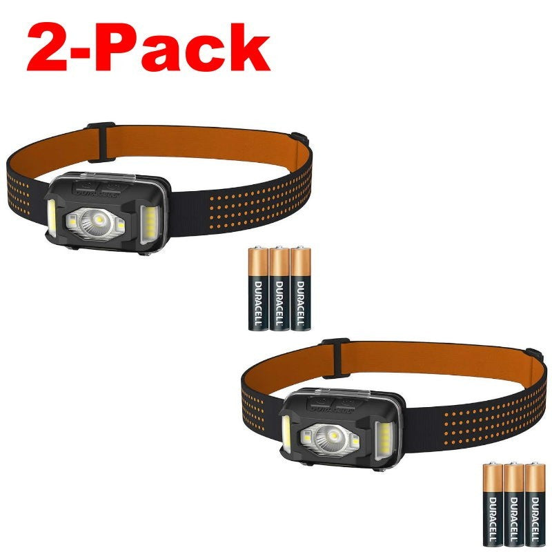 Duracell LED Headlamps 550 Lumens 9 Lighting Modes Waterproof IPX8, 220° Viewing