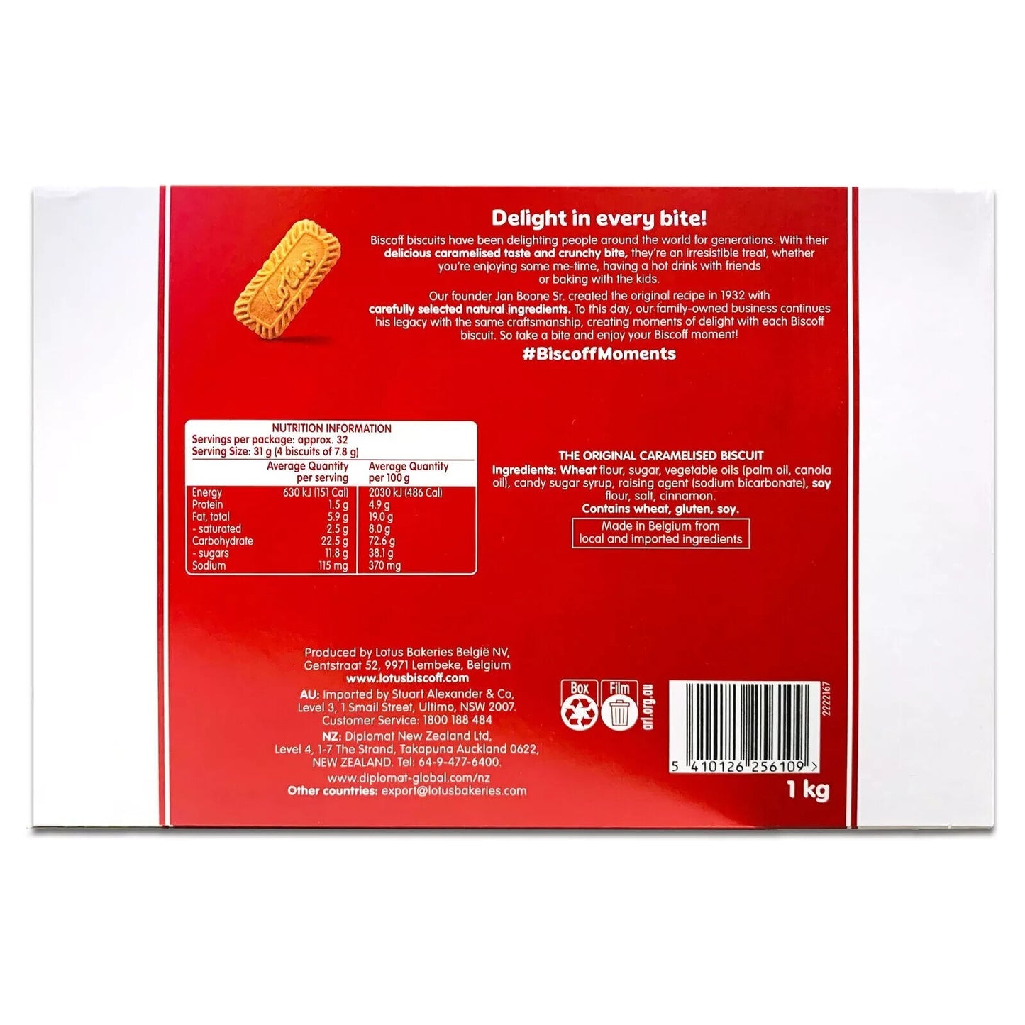 1Kg Lotus Biscoff Caramelised Biscuit Tea Break School Lunch Coffee Snack 4x250g