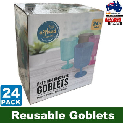 Applaud 24 Pack BPA-Free Reusable Wine Glasses Goblets 240ml Plastic Party Cups