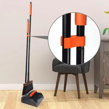 Carrara Home 46.5" 180° Rotatable Broom and Dustpan Set with Self-Cleaning Teeth
