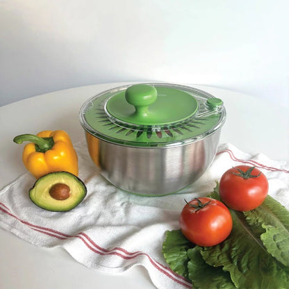 Rollkitchen 4.5L Stainless Steel Salad Spinner Spin Dry Multi-Use Lettuce Washer