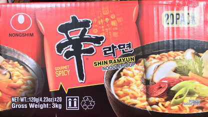 Nongshim Shin Ramyun Instant Noodle Soup Gourmet Spicy Noodle Box Bulk 20 x120g