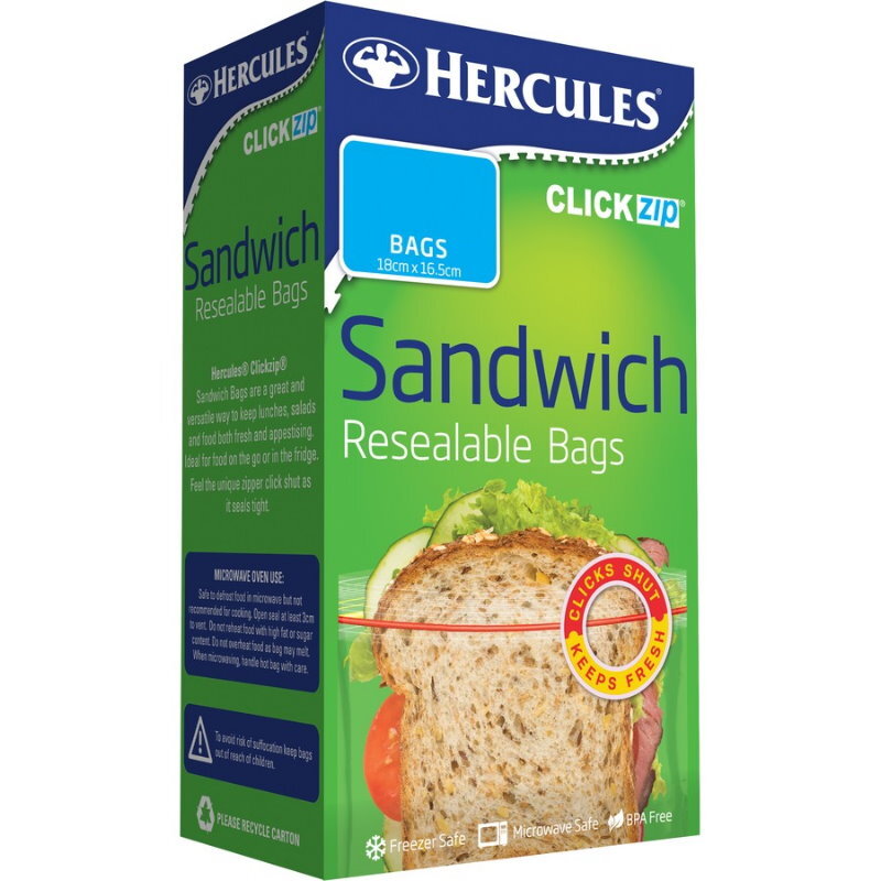 Hercules Resealable Sandwich Bags Freezer & Microwave Safe, BPA Free, Food Fresh