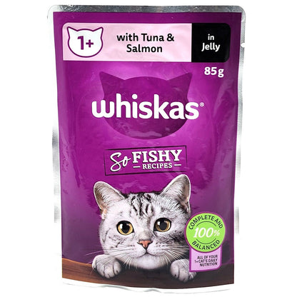 60 x 85g Whiskas Wet Cat Food Ocean Fishy Recipes Tuna Salmon Mackerel Real Fish