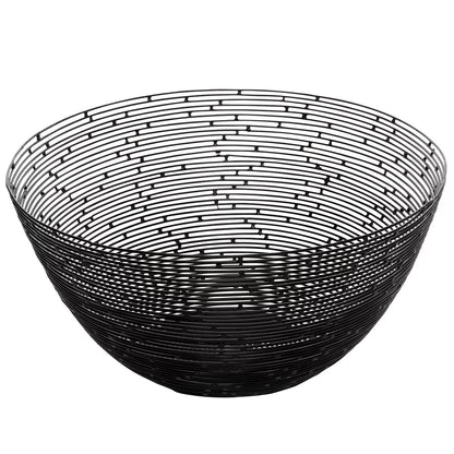 2 x Black Metal Wire Fruit Bowls Modern Decorative Countertop Storage Baskets