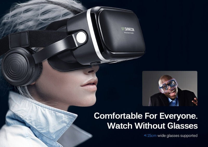 VR SHINCON 8.0 Bluetooth 3D VR Glasses Headsets w/ Controller - iOS & Android