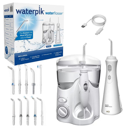 Waterpik Ultra & Cordless Plus Water Dental Flosser 10xAccessory Tips USB Charge