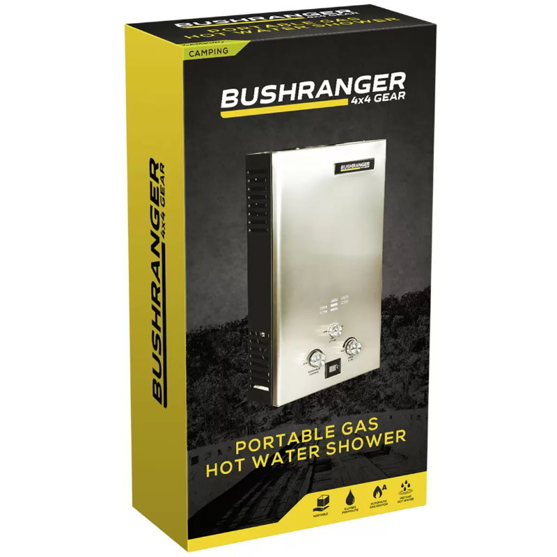 Bushranger 78X04 Portable Gas Hot Water Shower Kit - Camping 4x4 Outdoor Shower