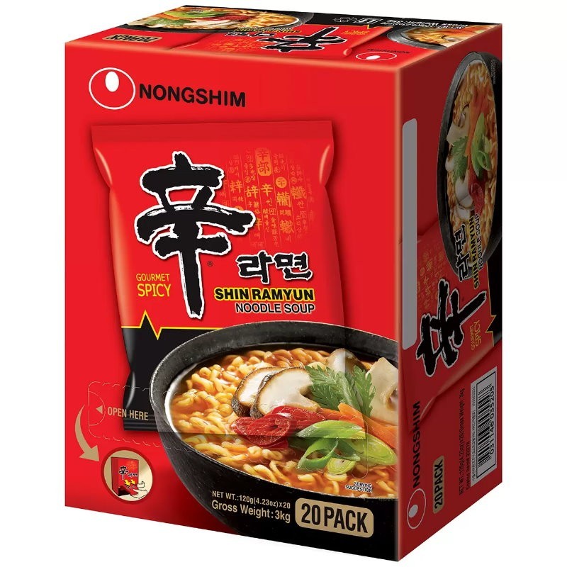 Nongshim Shin Ramyun Instant Noodle Soup 120g Korean Style Pack of 5, 10, 15, 20