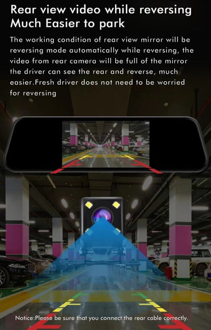 Anytek T600 10" Mirror Mounted Front & Rear Dash Camera Kit w/ Parking Monitor