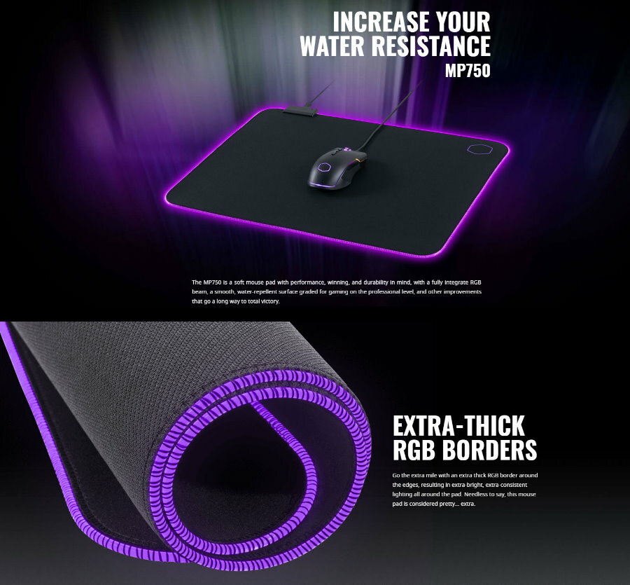 Cooler Master MP750-XL Extra Large 94x38cm RGB Soft Gaming Mouse Pad Mat
