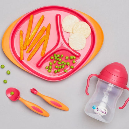 b.box Toddler Feeding Set Divided Plate, Sippy Cup, Cutlery Set - Self Training