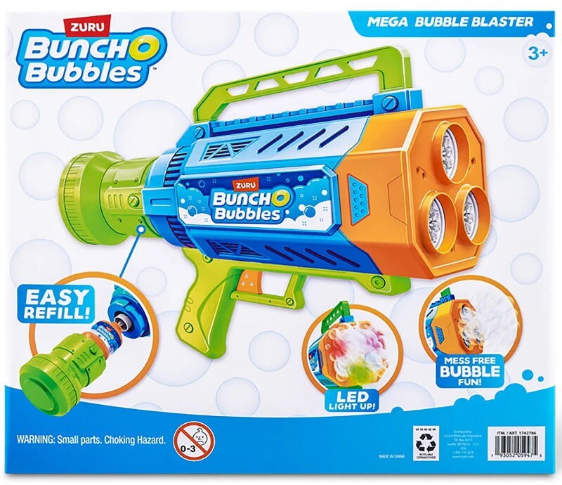 Zuru Bunch O Mega Bubbles Blaster with LED lights, Rechargeable Battery