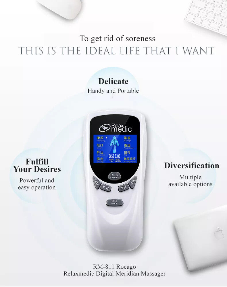 ROCAGO RM-811 TENS/EMS Digital Meridian Massager 2 Acupuncture Electronic Pulse