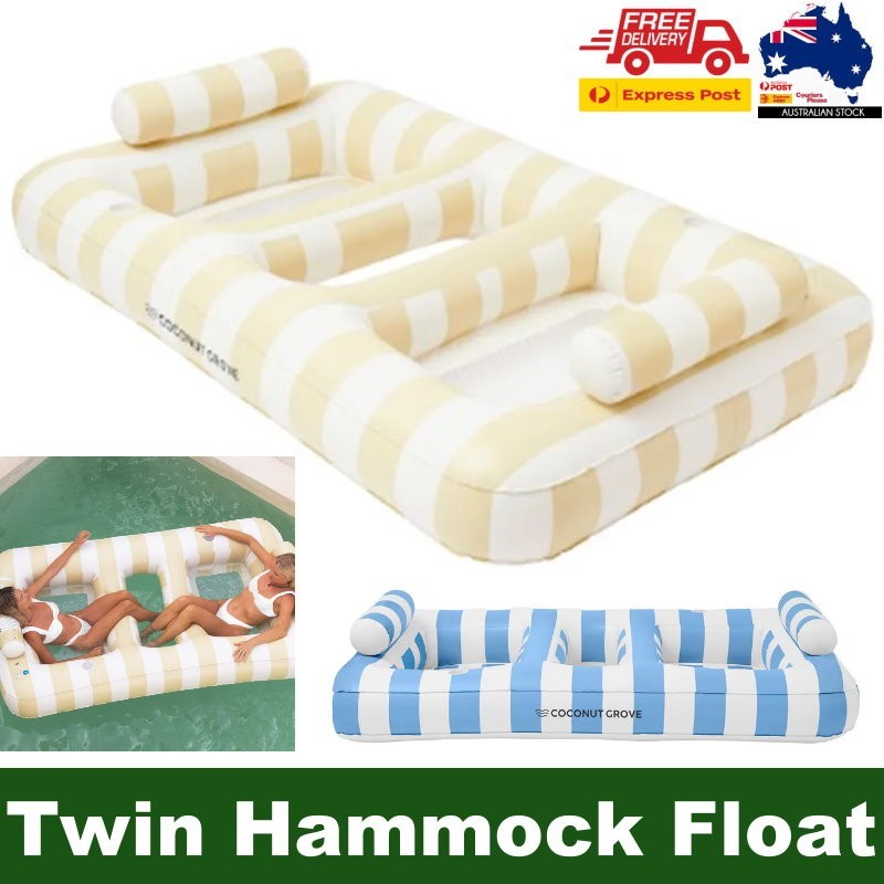 Coconut Grove Luxe Twin Hammock Float 2-Person Pool Float with Mesh Hammock