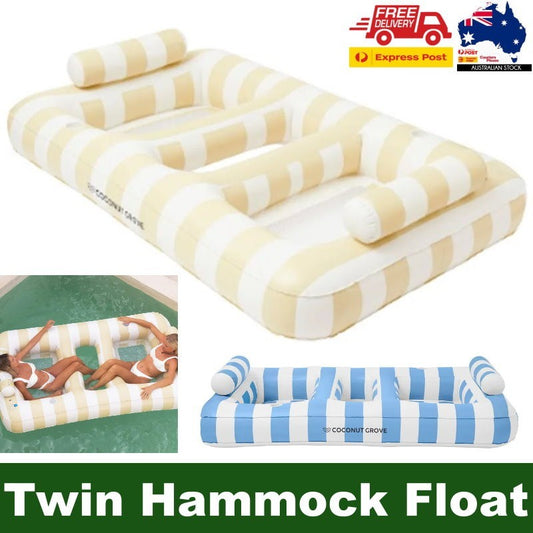 Coconut Grove Luxe Twin Hammock Float 2-Person Pool Float with Mesh Hammock