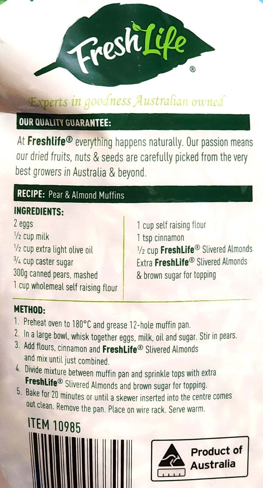 Australian Slivered Almond Raw Unsalt Healthy Goodness 1Kg Product of Australia