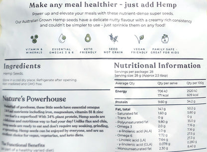Essential Hemp Australian Hulled Hemp Seed 800g Gluten Dairy Free Vegan Friendly