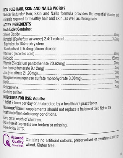 Webber Natural Hair Skin and Nails 250 Tablet Beauty Support Collagen Supplement